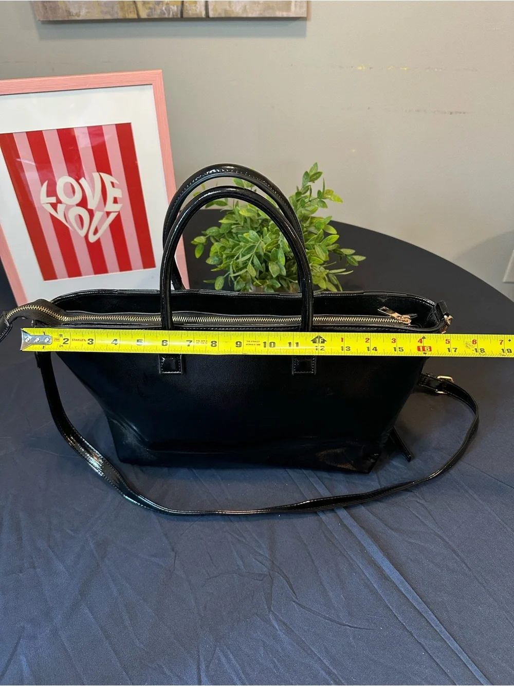 CATO Black Woven Satchel with Gold Accents and Crossbody Strap